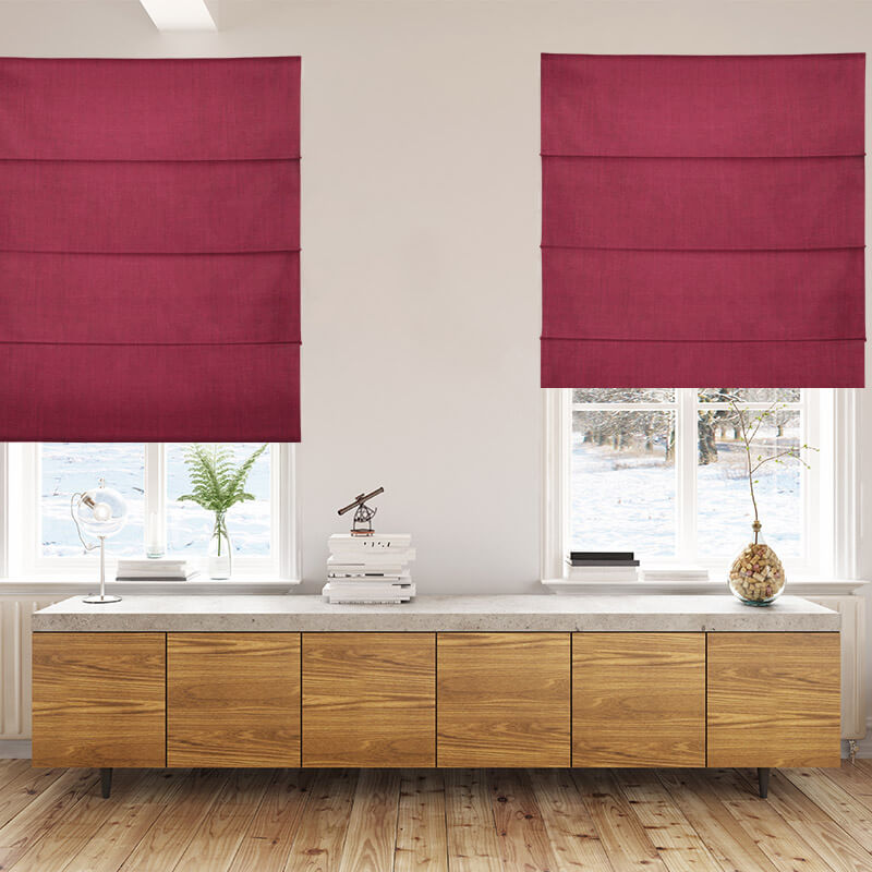 Bonny Merlot Plain Fabric Thermal Roman Blinds NZ