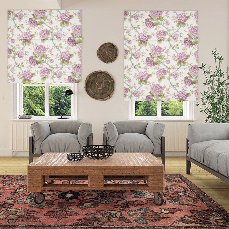Motorised Roman Blinds NZ Hydrangea Spring